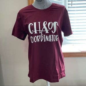 NWT burgundy Chaos Coordinator graphic T-shirt